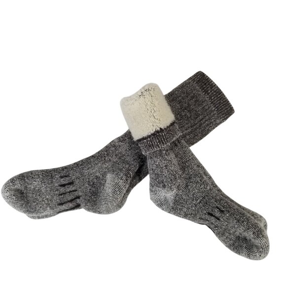 2 Prs Fleece Lined Socks - Extra Warm Wooly Slipper Socks or Boot Socks - Picture 1 of 6
